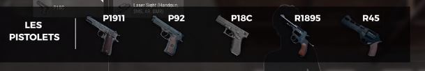Les pistolets sur PUBG